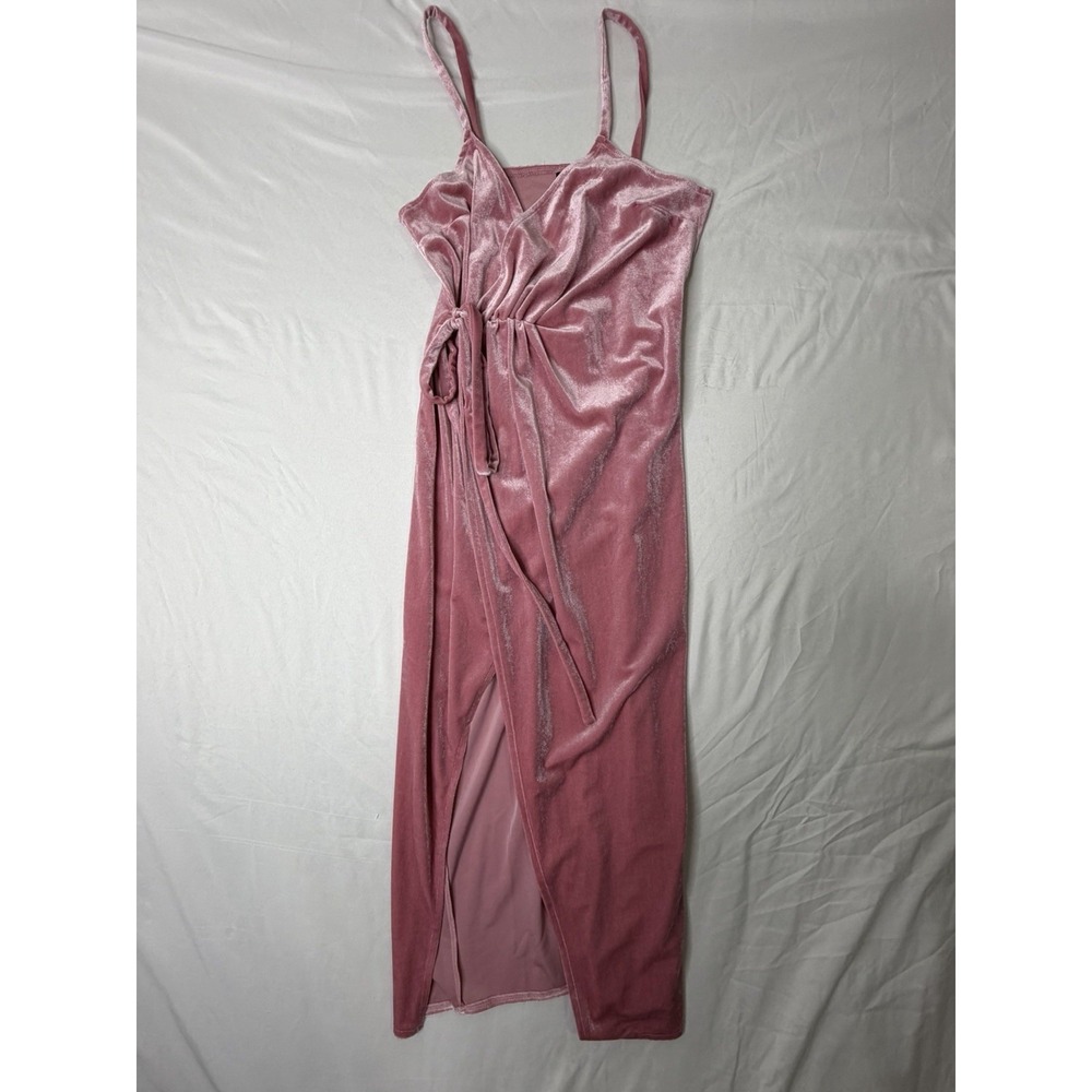 Nadasha Pink Velvet Wrap Midi Dress Women's Size Small‎